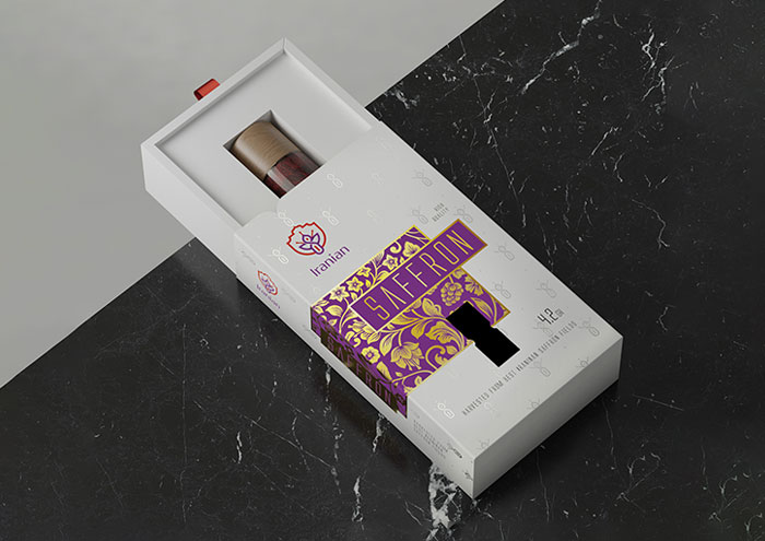 طراحی بسته بندی زعفران آوند استودیو